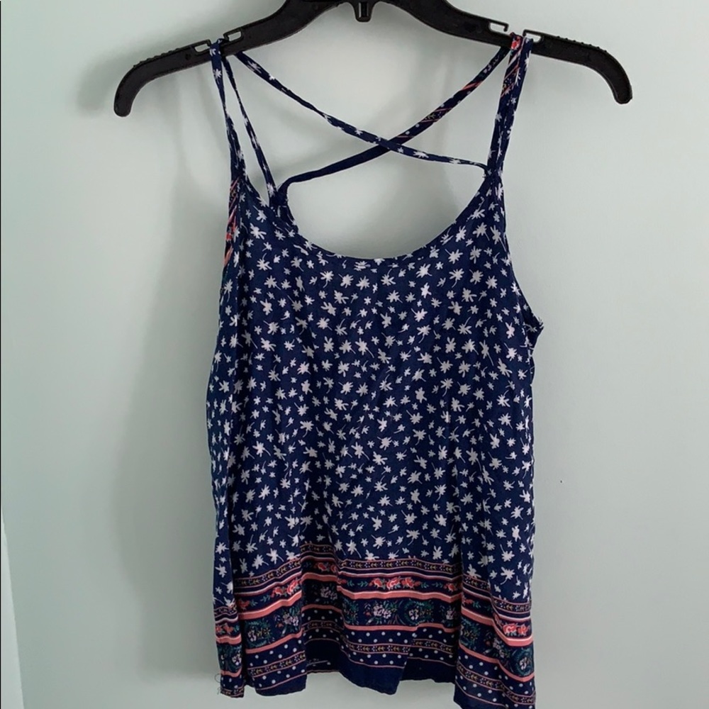 navy patterned strappy top